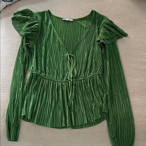 Zara Green Pleated Women's Top